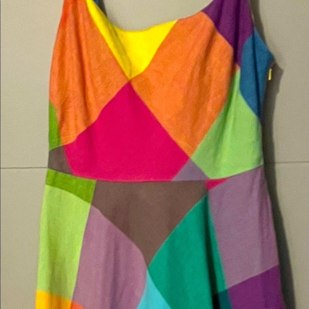 LIZ CLAIBORNE MULTI COLOR LINEN DRESS